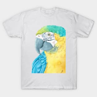 blue and gold macaw - watercolor parrot portrait T-Shirt